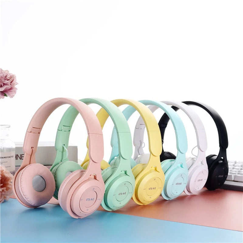 Kids Wireless Bluetooth Macaron Headphones With Mic